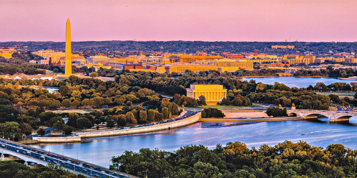 Washington DC skyline at dusk